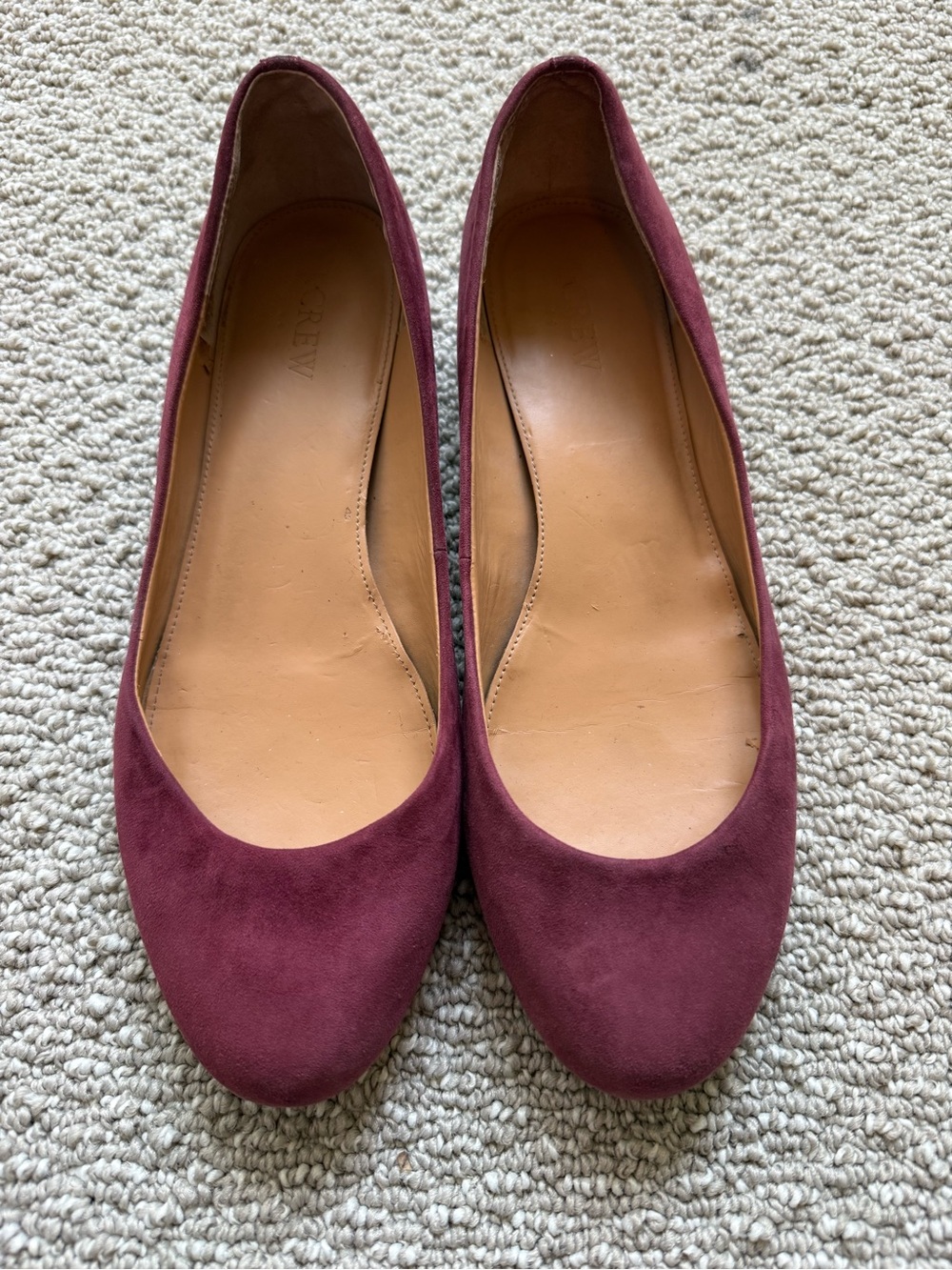 J.Crew Women’s Maroon Velvet Ballet Flats Low Heel Slip On Shoes